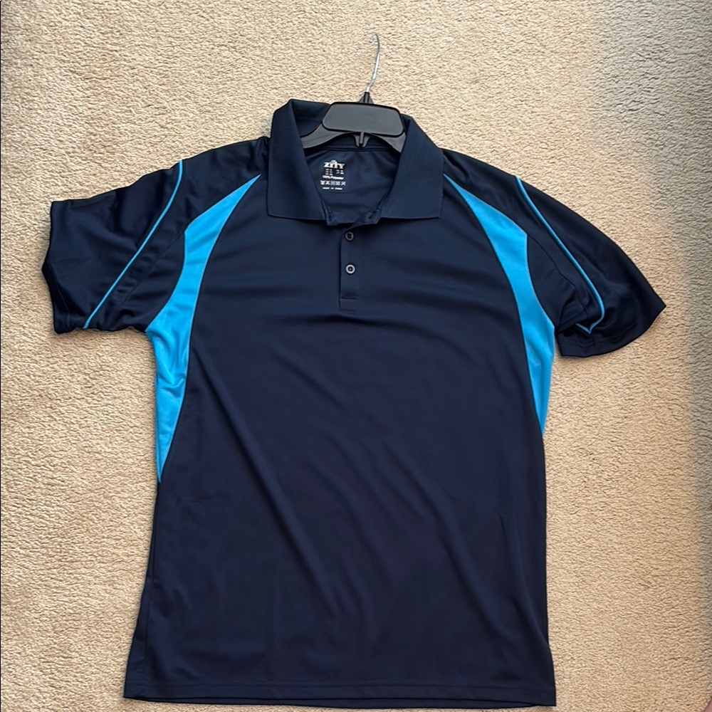 Blue Performance Polo Shirt with Moisture-Wicking Fabric